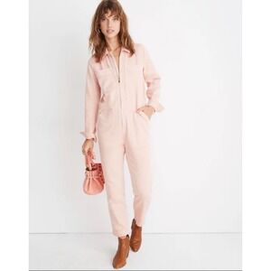 Madewell Pink‎ Utility Boiler Suit Jumpsuit Long Sleeve Zip Front Pockets Size S